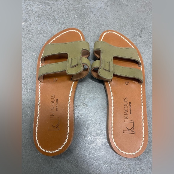 K Jacques St Tropez Menandre Leather Slides / Sandals sz 37 - Picture 8 of 11